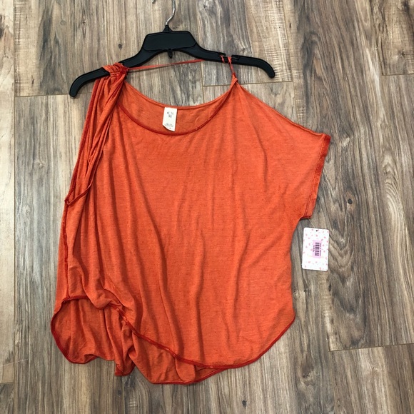 NWT orange free people off one sleeve top - Picture 2 of 6